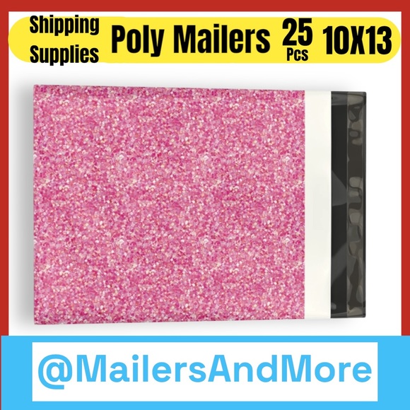 25 10X13 Poly Mailers, Pink Glitter, Shipping Envelopes, PRICE IS FIRM - Picture 4 of 6